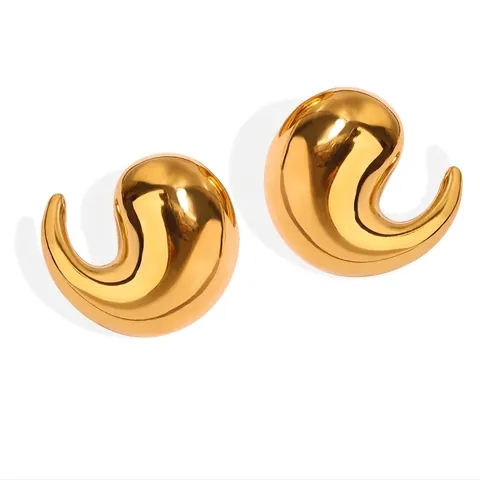 Chunky Water Drop Hoop Earrings Titanium Steel Mirror Polish Minimalist Geometric Fashion Jewelry For Women