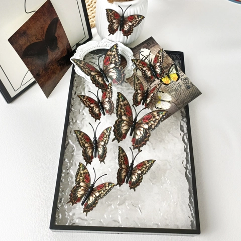 Vinilos de Pared Mariposa Retro 3D Patrón Rosa Vintage PVC Mariposa Calcomanías Para Hogar Sala Matrimonio Fiesta Arte Decorativo