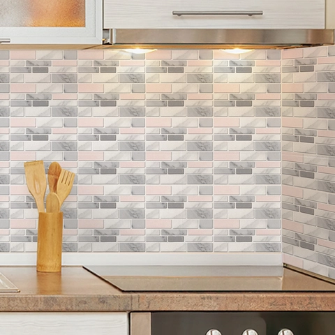 Marble Mosaic Tile Stickers Waterproof PVC Wall Decals Self Adhesive Kitchen Backsplash Pattern For Bathroom Home Renovation