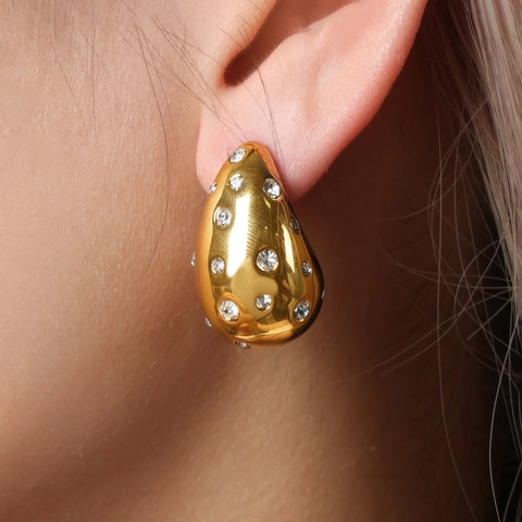 Chunky Titanium Steel Water Drop Stud Earrings For Women Gold Silver Plated Minimalist Bold Teardrop Earrings Fashion Jewelry Gift