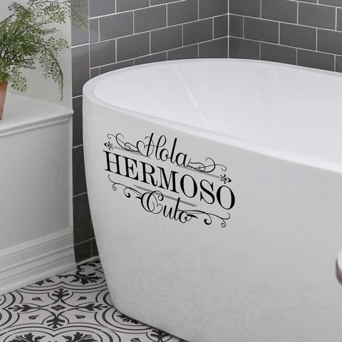 Spanish Greeting Lettering Toilet Sticker Waterproof PVC Bathroom Wall Decal Humorous Home Decor Removable Art Sign Decal