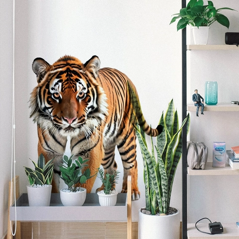 Realistische 3D Tijger Muursticker PVC Waterdicht Verwijderbaar Zelfklevend Muurschildering Voor Woonkamer Slaapkamer Decor