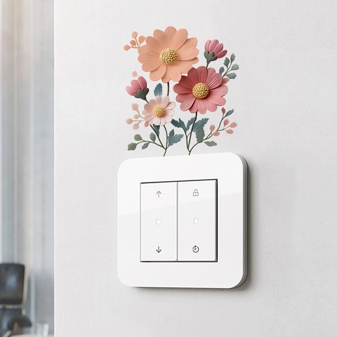 3D Embossed Pink Flower Switch Wall Sticker Removable PVC Daisy Floral Wall Decal For Living Room Bedroom Decor