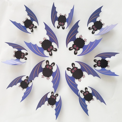 Adesivi Murali Pipistrello Halloween Ali Viola Cartone Animato PVC Casa Festa DIY Decorazione Festiva Ornamenti Interni
