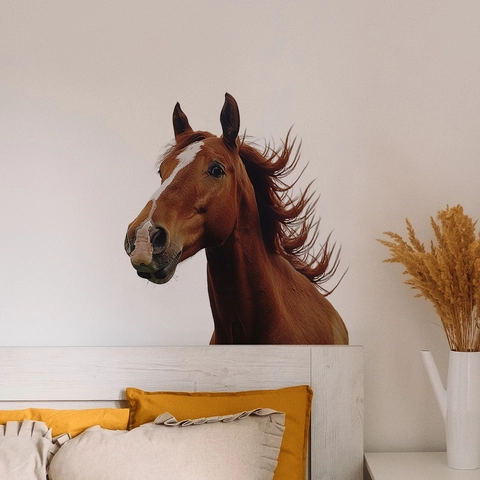 3D Realistic Horse Head Wall Sticker PVC Self-Adhesive Removable Waterproof Mural Art Decor For Living Room Bedroom