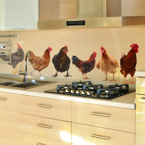 Realistic Chicken Wall Stickers PVC Self Adhesive Removable Rooster Hen Kitchen Living Room Bedroom Fridge Decor Art