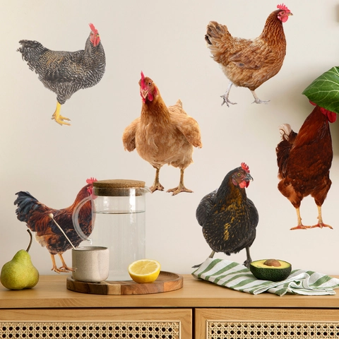 Realistic Chicken Wall Stickers PVC Self Adhesive Removable Rooster Hen Kitchen Living Room Bedroom Fridge Decor Art