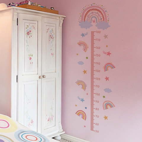 Autocollant Mural De Croissance Arc-En-Ciel Pour Enfants Dessin Animé PVC Décalcomanie Auto-Adhésive