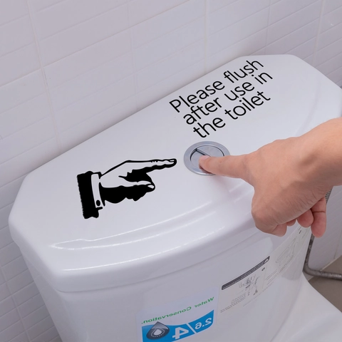 Autocollant Rappel Chasse Deau Toilettes PVC Étanche Décoration Salle De Bain Panneau Signalétique
