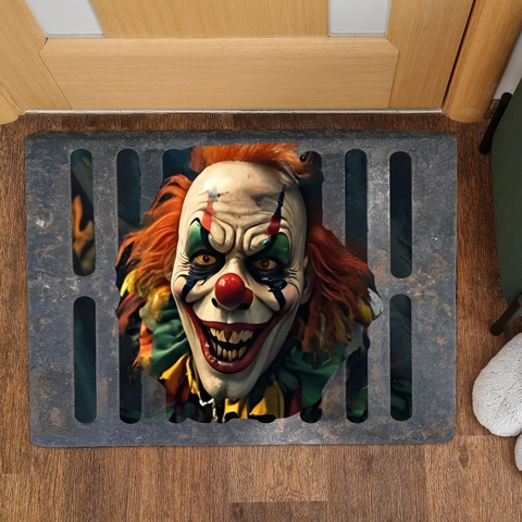 3D Evil Clown Floor Wall Sticker Underground Tunnel Sewer Grate Horror 3D Illusion Decal Halloween Room Decor PVC Sticker