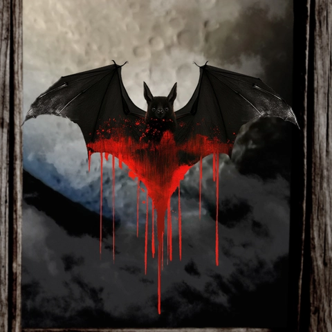 Halloween Bloody Bat Window Stickers Static Cling PVC Gothic Blood Dripping Glass Decals Double Sided Visible Holiday Party Decor