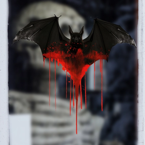 Halloween Bloody Bat Window Stickers Static Cling PVC Gothic Blood Dripping Glass Decals Double Sided Visible Holiday Party Decor