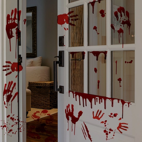 Halloween Horror PVC Bloed Handafdruk Voetafdruk Muursticker Vensterstickers Eng Bloederig Decor Voor Feest Thuis