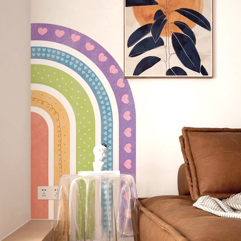 Adesivi Murali Arcobaleno Bohemien Decalcomanie in PVC Removibili Grande Murale Fai-da-te Colorato per Cameretta Bambini