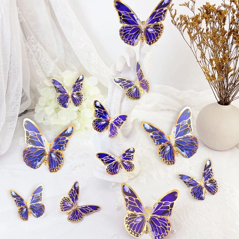 Butterfly Wall Stickers 3D Hollow Gold Edge PVC Decorative Decals For Wedding Party Home Living Room Bedroom Elegant