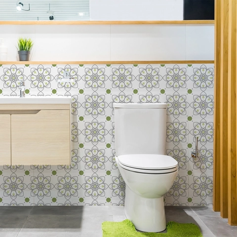 Stickers Muraux Rétro Style Mandala Français Imperméable Auto-adhésif PVC Carreaux Adhésifs Pour Cuisine Salle de Bain Balcon Décoration