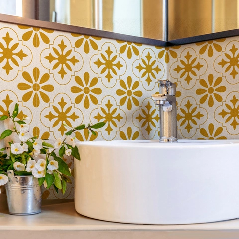 Vintage French Tile Stickers PVC Waterproof Oil Proof Wall Decals Geometric Floral Mandala Pattern For Kitchen Bathroom Home Decor