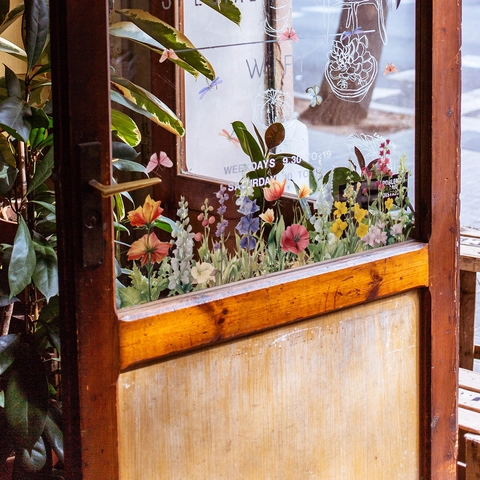 Farbenfroher Blumen Schmetterling Fensteraufkleber Aquarell Selbstklebende Glasdeko Abnehmbare Wandsticker Für Schlafzimmer Wohnkultur