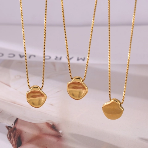 Japanse Minimalistische 18K Vergulde Titanium Staal Onregelmatige Geometrische Hanger Halsketting Voor Dames Luxe Organische Vorm Box Ketting Sieraden Cadeau