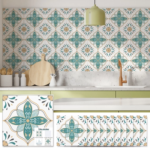 Vintage Moroccan Mandala Tile Stickers Waterproof PVC Self Adhesive Wall Decals For Kitchen Bathroom Home Background Decor
