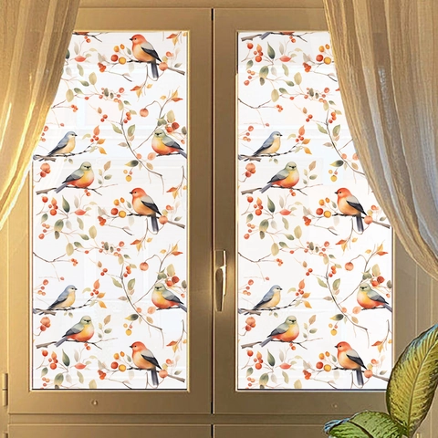 Bird Branch Static Cling Window Film Privacy Glass Sticker Decorative Non Adhesive PVC For Kitchen Bedroom Living Room Home Office
