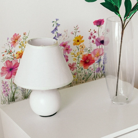 Pegatina de Inodoro Floral Acuarela Calcomanía de Pared Flor Color PVC Impermeable Decoración de Baño Para Tanque de Inodoro