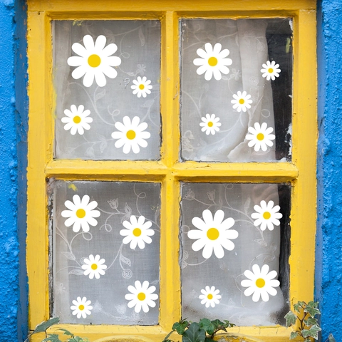 Daisy Window Stickers PVC Static Cling Glass Decals Minimalist Fresh Floral Pattern Home Decor Window Film For Living Room