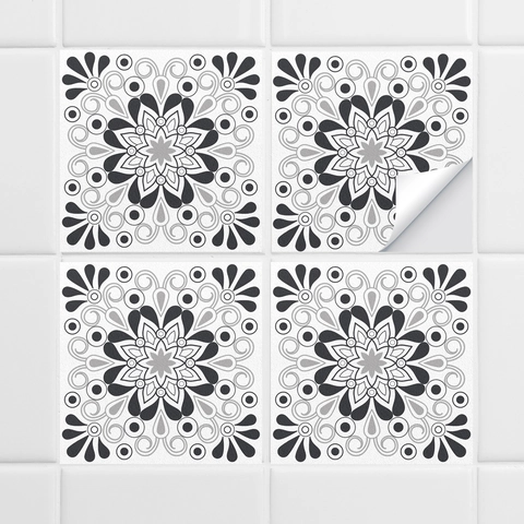 Vintage Mandala PVC Tile Stickers Self Adhesive Waterproof Oil Proof Wall Decals For Kitchen Bathroom Home Decor