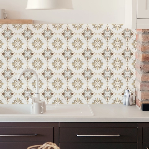 Vintage PVC Impermeable Pegatinas de Azulejos Autoadhesivas Retro Geométrico Floral Calcomanías de Pared para Cocina Baño Hogar