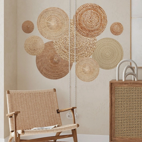Decoración De Cesta De Pared Tejida A Mano Algas Marinas Naturales Paja Ornamento Colgante Boho Rústico Para Sala