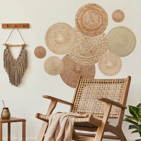 Set Decorazioni Parete Cesti Intrecciati a Mano Boho Alga Marina Paglia Decorazioni Murali da Appendere per Soggiorno Camera da Letto