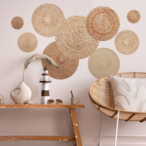 Set Decorazioni Parete Cesti Intrecciati a Mano Boho Alga Marina Paglia Decorazioni Murali da Appendere per Soggiorno Camera da Letto