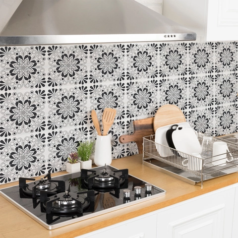 Retro Mandala PVC Muurtegel Stickers Waterdicht Oliebestendig Zelfklevend Keuken Badkamer Decoratieve Muurstickers