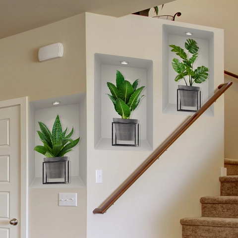 3D Adesivi Murali Piante Verdi in Vaso Stile Nordico PVC Decalcomanie Autoadesive Per Soggiorno Camera Da Letto Decorazione