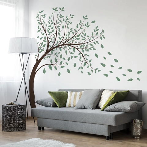 Grote Groene Bladeren Boom Muurstickers Met 3D Vlinder DIY Verwijderbare Vinyl Muurschildering Sticker Voor Woonkamer Slaapkamer