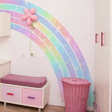 Rainbow Wall Stickers Starry PVC Self Adhesive Decals For Kids Nursery Girl Bedroom Nordic Style Home Decor