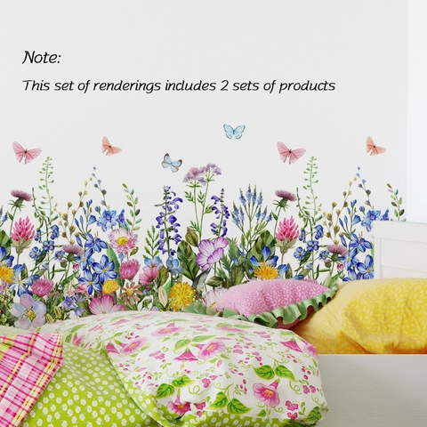 Pegatinas de Pared de Flores y Mariposas en Acuarela PVC Autoadhesivas Calcomanías de Pared Florales para Hogar Sala Dormitorio