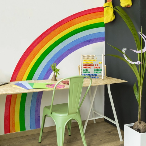 Large Rainbow Wall Sticker PVC Self-Adhesive Colorful Arch Wall Decals For Kids Room Bedroom Nursery School Classroom Home Decor