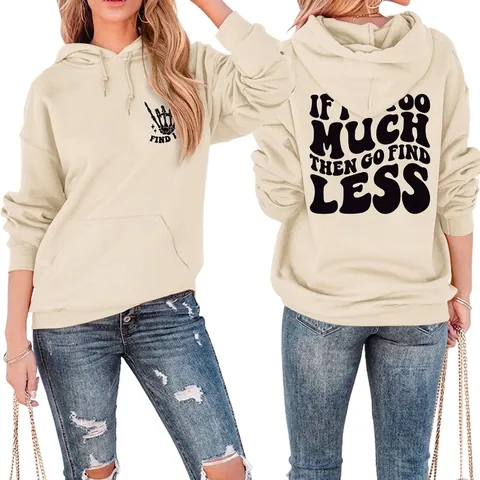 Damen Hoodie Sweatshirt Baumwollmischung Slogan Druck Skeletthand Locker Fit Kängurutasche Langarm Lässig Pullover