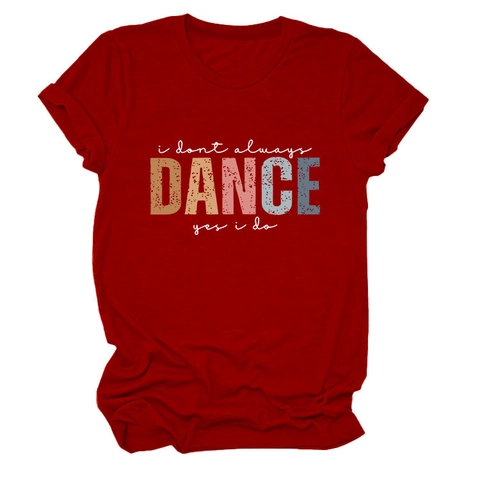 T-Shirt Donna Maniche Corte Girocollo Misto Cotone Stampa Slogan Casual Ampio Tee Grafico Tema Danza Top Estivo