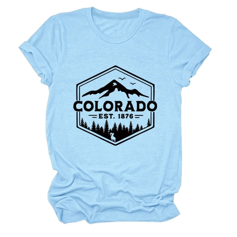 Γυναικείο Colorado Est 1876 T-Shirt με Γραφικό Μείγμα Βαμβακιού Στρογγυλή Λαιμόκοψη Κοντό Μανίκι Casual Vintage Outdoor Χαλαρή Εφαρμογή Τοπ