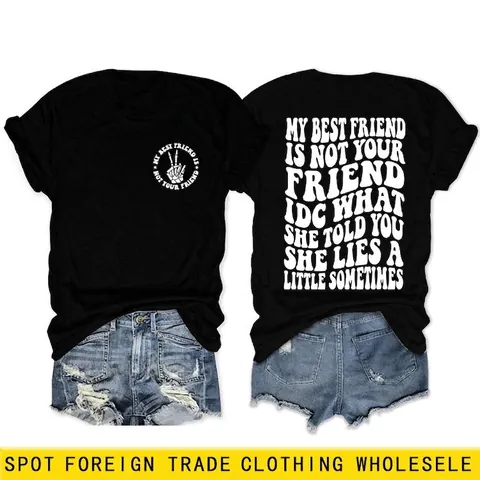 T-Shirt Donna Cotone CVC Manica Corta Girocollo Grafica Slogan Stampa Casual Vintage Streetwear Loose Fit