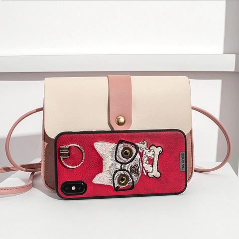 Women Mini Color Block Crossbody Bag Heart Charm PU Leather Small Square Shoulder Phone Bag Sweet Fashion Coin Purse