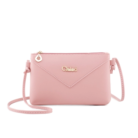 Women Elegant PU Leather Envelope Crossbody Bag With Metal Logo And Leaf Pendant Solid Color Small Shoulder Phone Bag