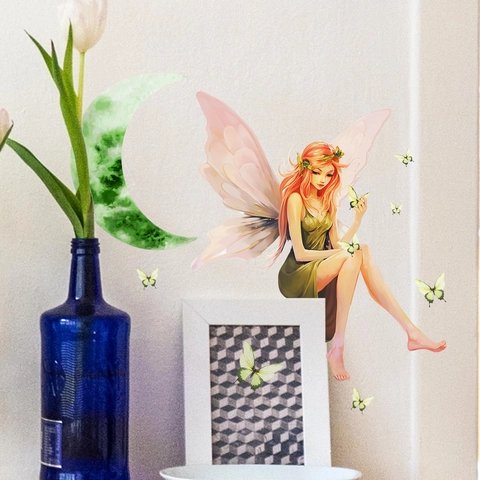 Luminous Glow In The Dark Wall Stickers Fairy Butterfly Moon Design For Bedroom Living Room Home Decoration PVC Art Decals
