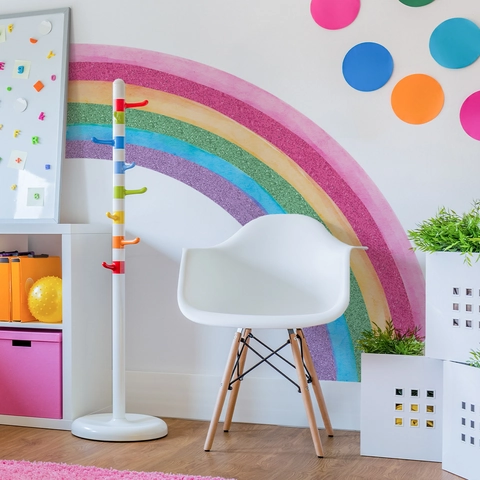 Large Rainbow Wall Sticker PVC Self Adhesive Nordic Colorful Decal For Girls Bedroom Kids Nursery Living Room Decor