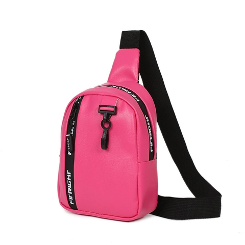Bolso de Pecho Pequeño de Cuero PU Deportivo para Mujer Bolso de Hombro de Moda con Estampado de Letras Cierre de Cremallera Riñonera Informal Diaria