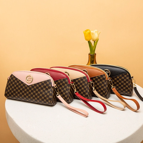 Borsa A Tracolla Retro Shell Da Donna In Pelle PU Con Stampa Monogramma Pochette Alla Moda Con Cinturino Da Polso Rimovibile