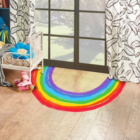 Cartoon Graffiti Rainbow Wall Stickers PVC Self-adhesive Decal For Kids Nursery Room Large Hand-drawn Style Home Wall Decor