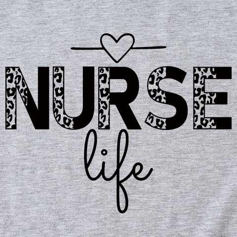 Women Casual Cotton Blend Short Sleeve T-Shirt Leopard Print Nurse Life Graphic Letter Print O-Neck Loose Fit Summer Top